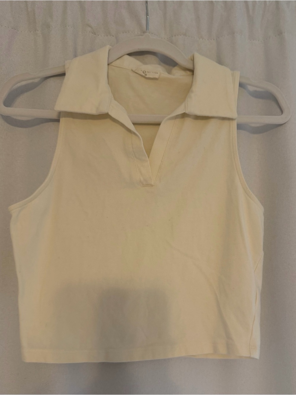 Coco The Shop Sleeveless Cream Polo Crop Top